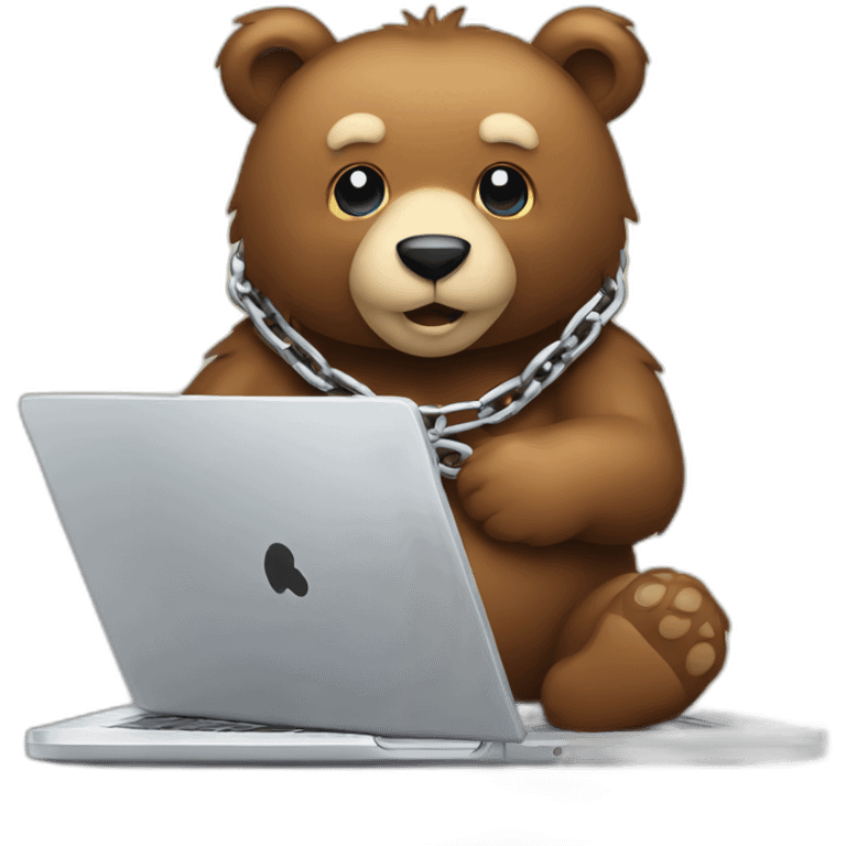 bear chain inside laptop emoji