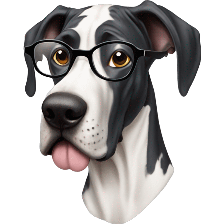 Great dane harlequin with glasses emoji