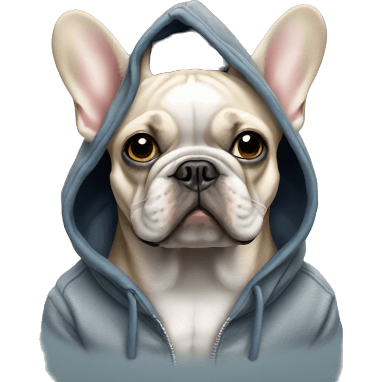 French bulldog wearing hoodie emoji