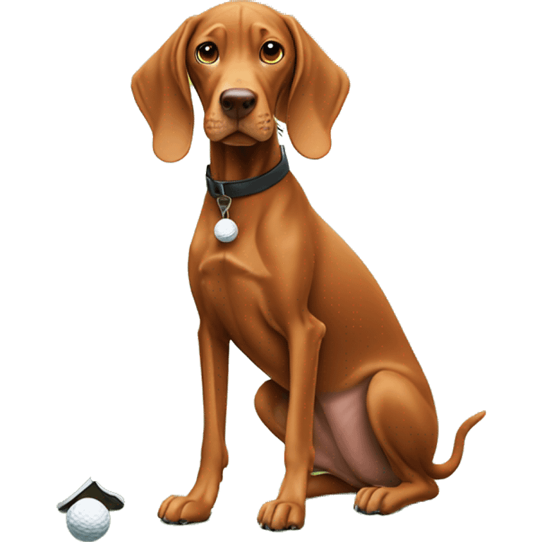 Vizsla playing golf emoji