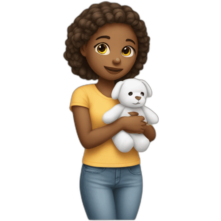 Une fille avec un doudou emoji