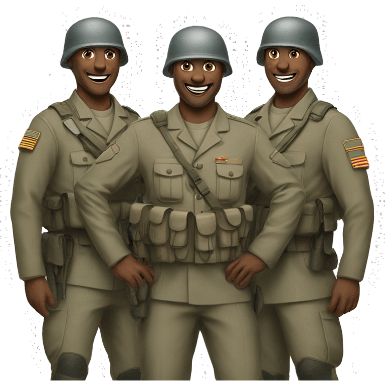 3 happy soldiers middle plan emoji