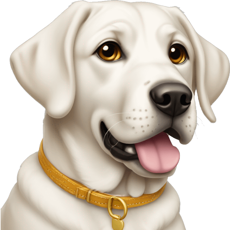 Perro labrador blanco con collar roa emoji