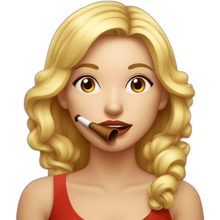 Beautiful blonde girl with a festive pipe in her mouth emoji