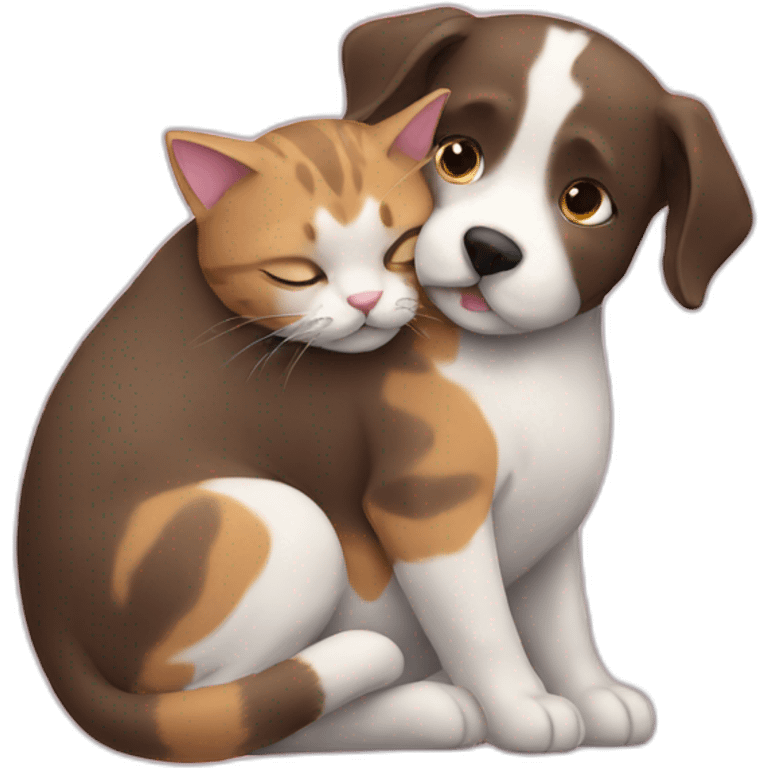 Cat Hugging Dog emoji