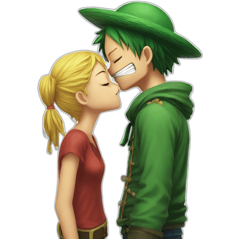 Luffy kissing Zoro emoji