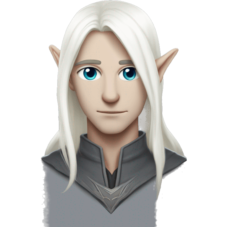 white hair pale cyber elf male intimidating, white hir, white skin emoji