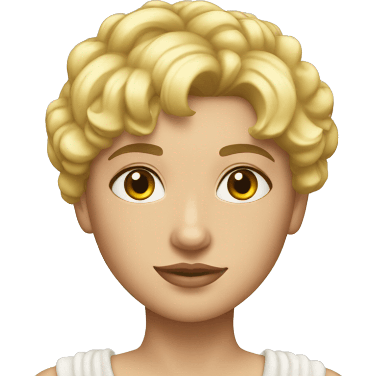 Blond short hair hazel eyes Goddess on throne emoji