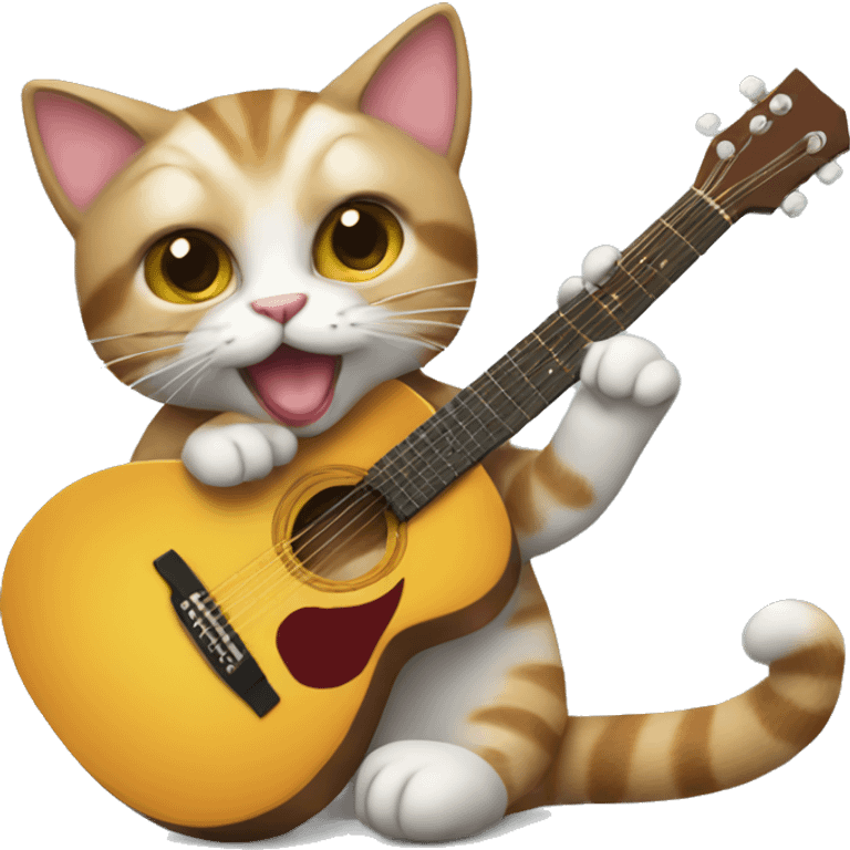 cheerleader cat playing acoustic guitar emoji