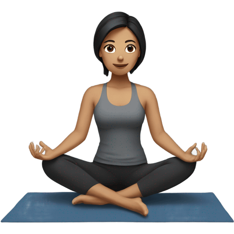 Dark haired woman doing yoga emoji