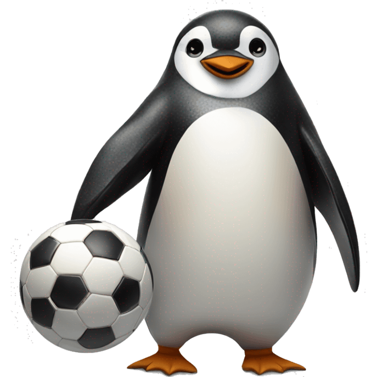 Penguin with football emoji