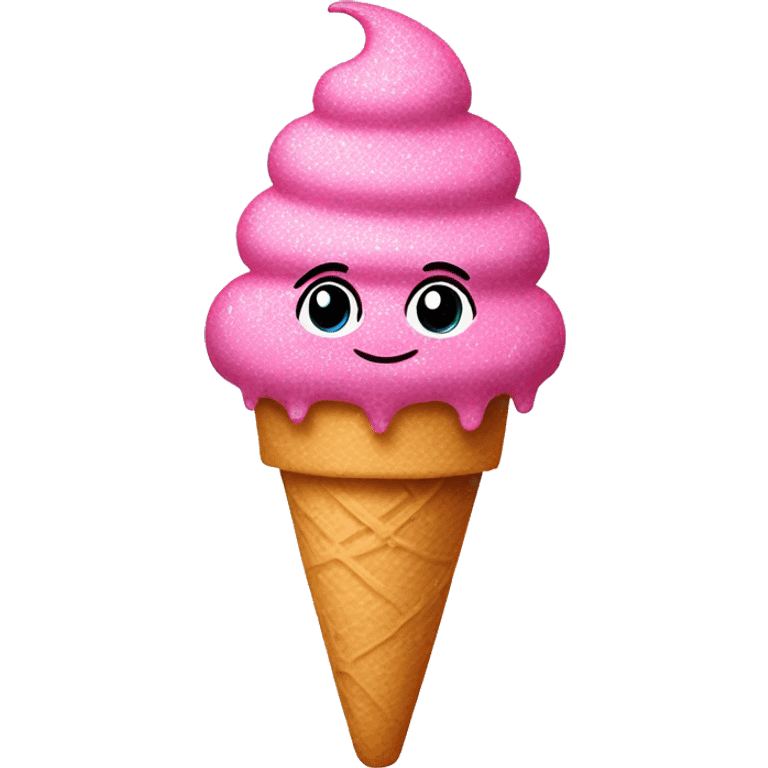 Pink ice cream with glitter emoji