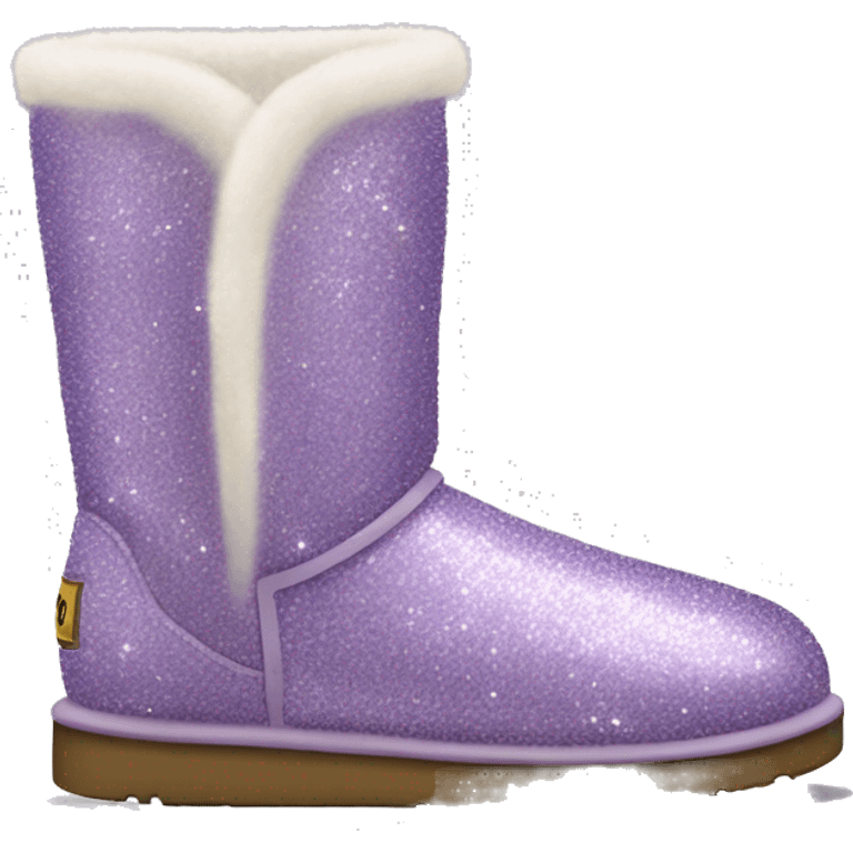 Realistic light purple glitter and fur Ugg boots. emoji