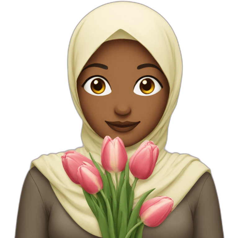 Hijabi girl with tulips emoji