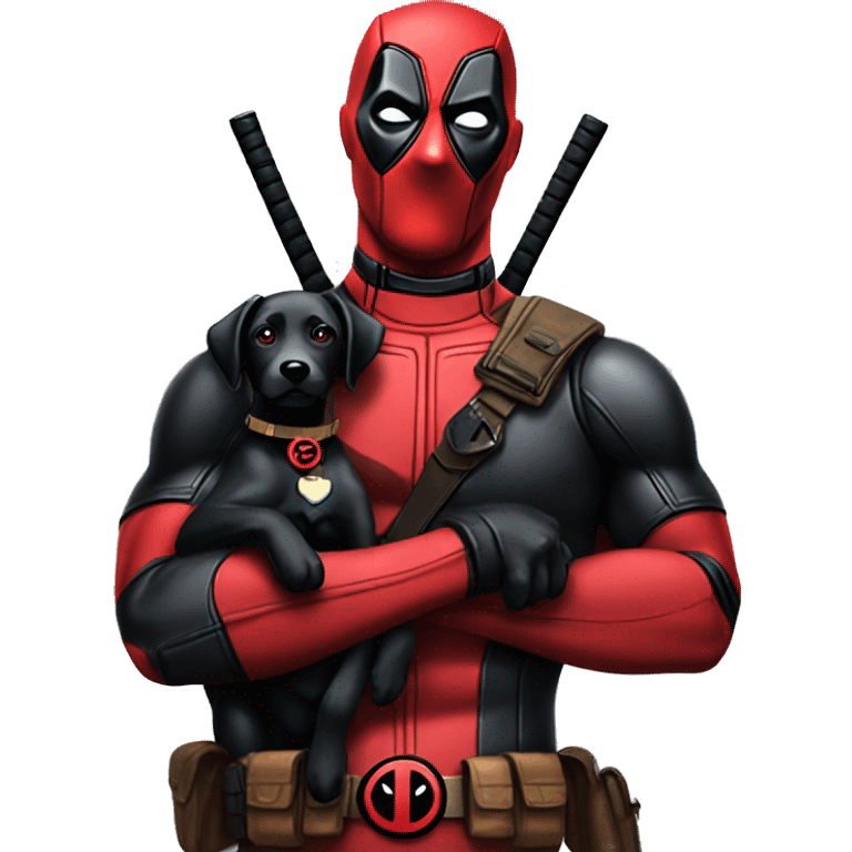 Deadpool holding black lab emoji