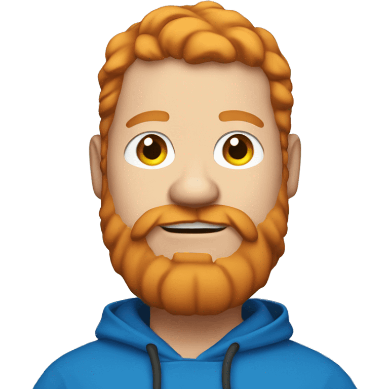 fat man with blue hoodie, headphones, ginger hair and beard emoji