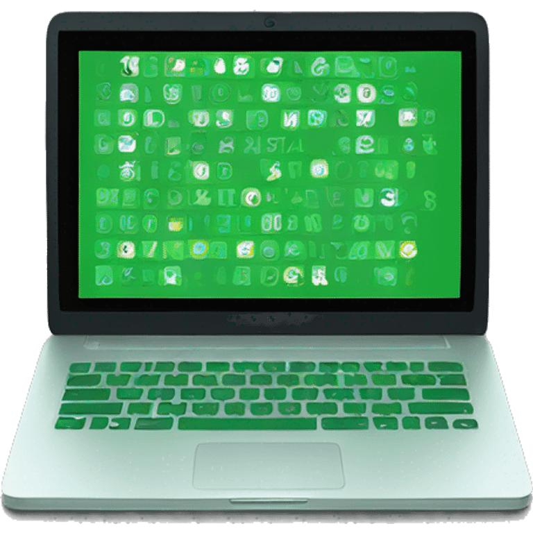 laptop with green codes on screen emoji