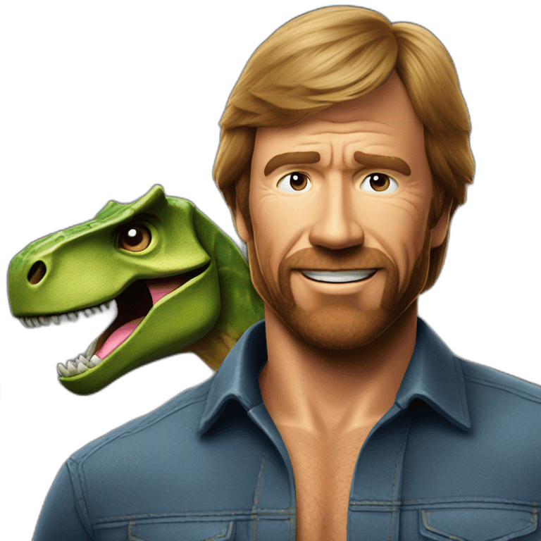 chuck norris riding a dinosaur emoji