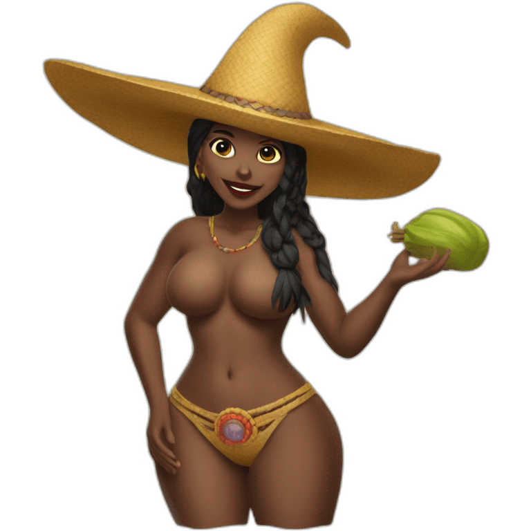 Bruja desnuda con sombrero de pico emoji