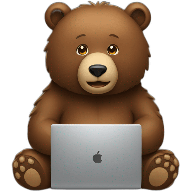 brown bear programming on a laptop emoji