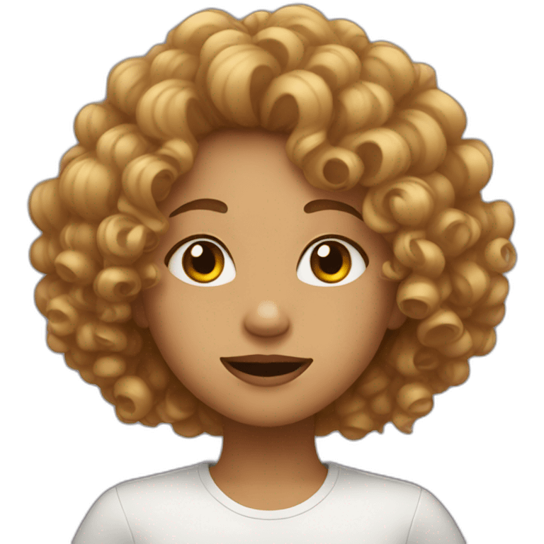 girl with curly hair breath out emoji