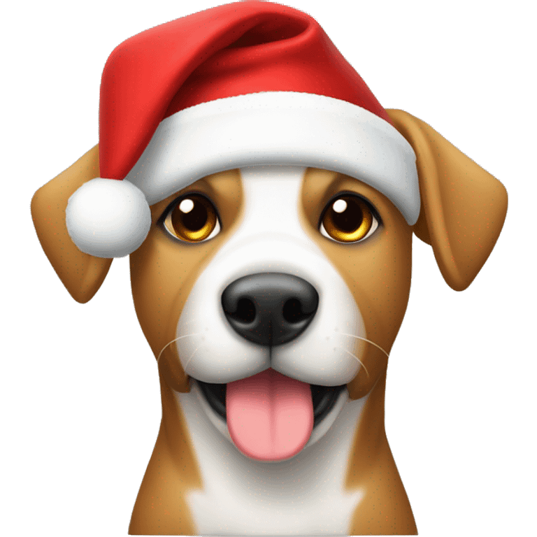 Perro con gorro de navidad emoji