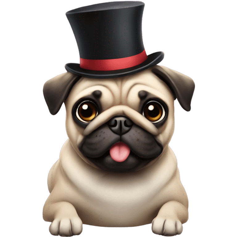 Pug in top hat emoji