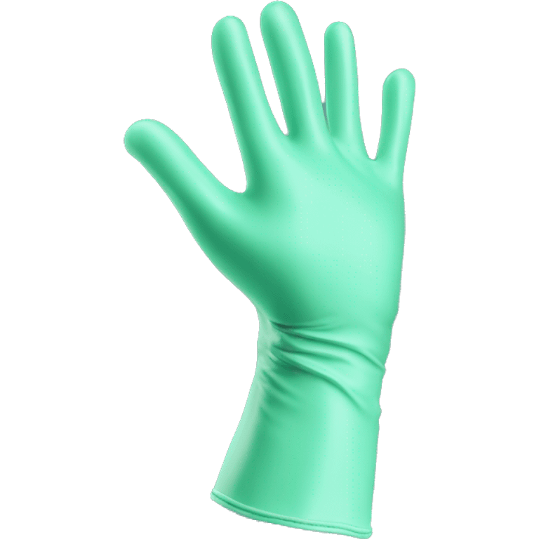 Realistic mint green latex gloved hands isolated.  emoji