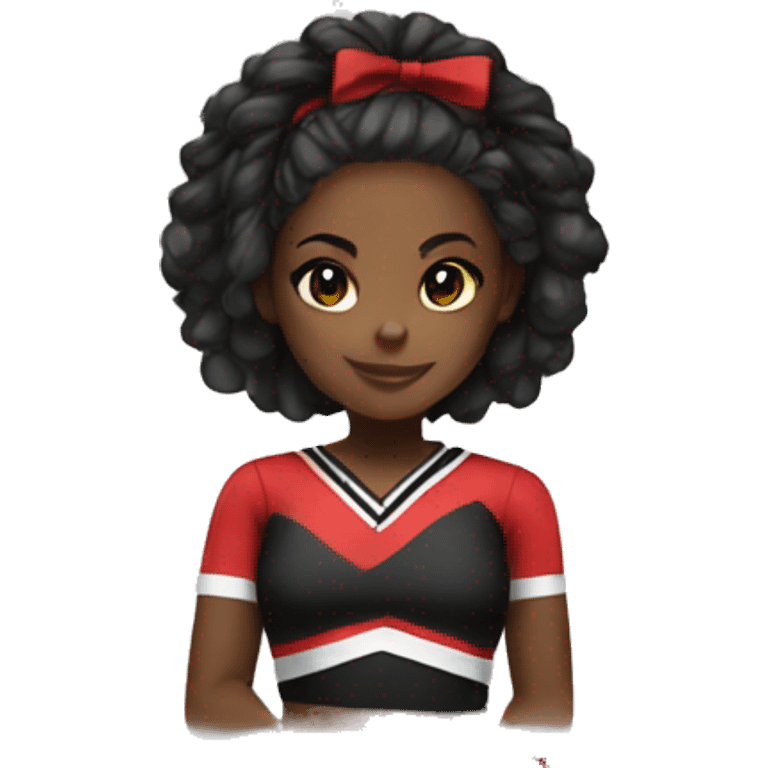 Cheer black girl with black braids with red and black uniform emoji