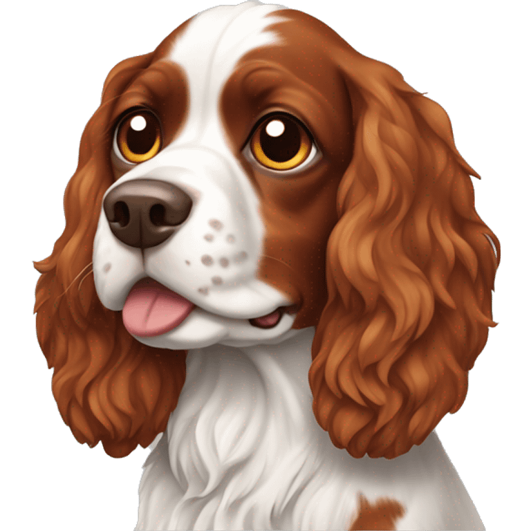 Red and white french britanny spaniel dog emoji