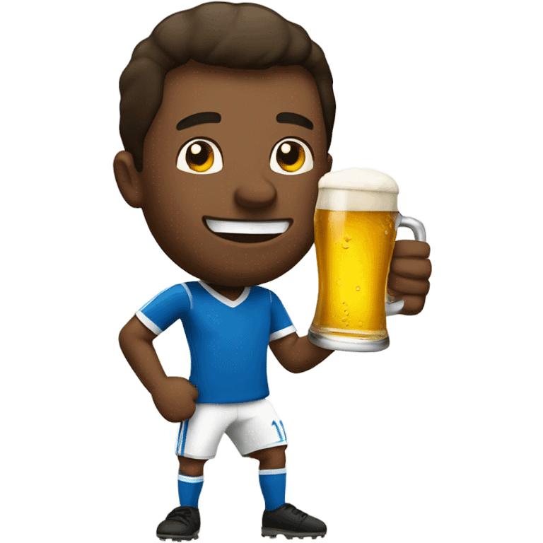 Man with beer playing soccer emoji