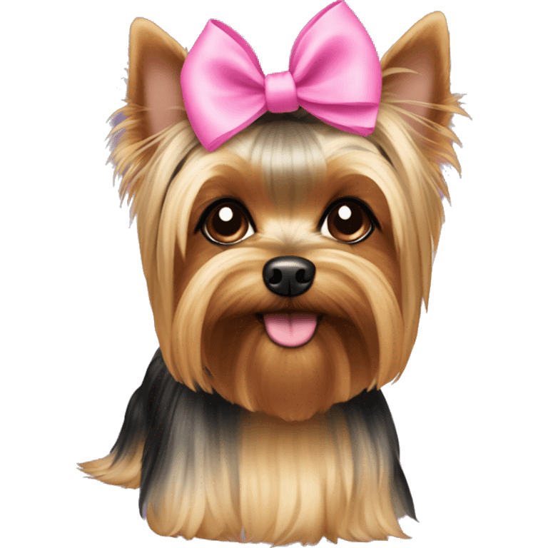 Female yorkie with a pink bow on its head emoji