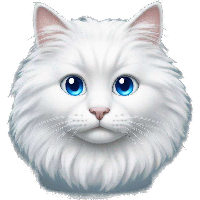 Fluffy white cat with blue eyes  emoji