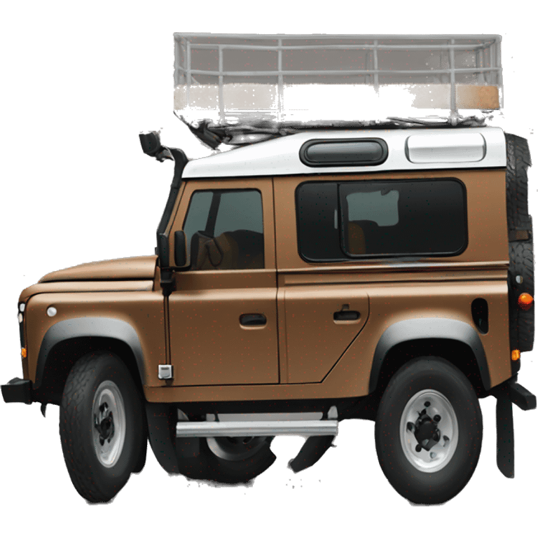 Brown Land Rover defender facing sideways  emoji