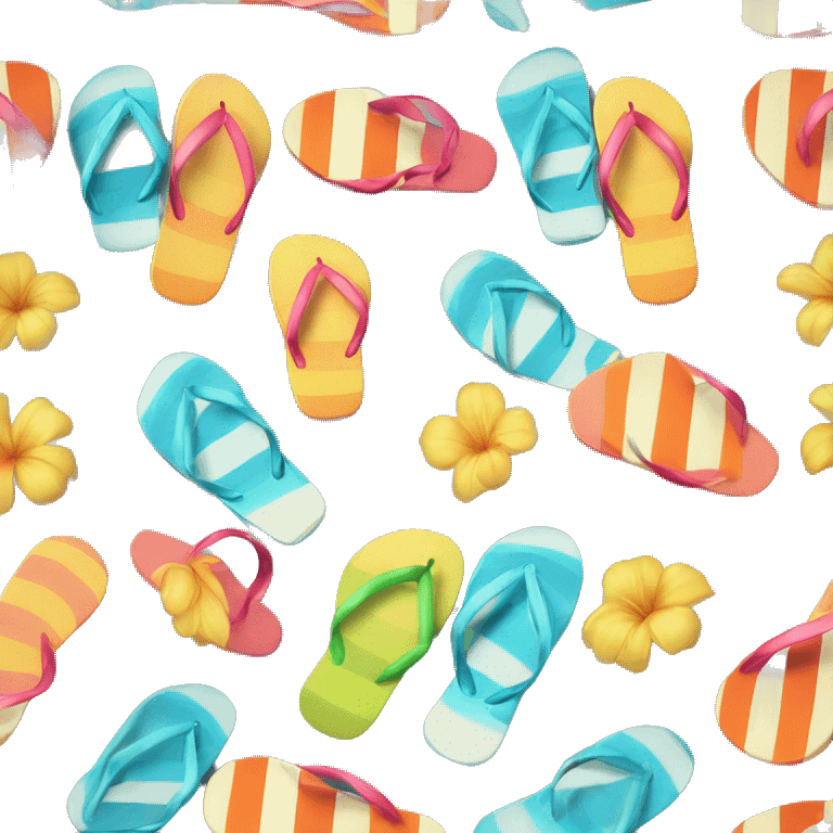 Realistic pair of striped summer flip flops isolated. emoji