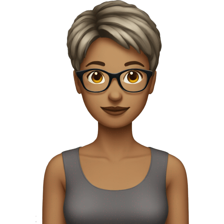 woman short hair glasses emoji