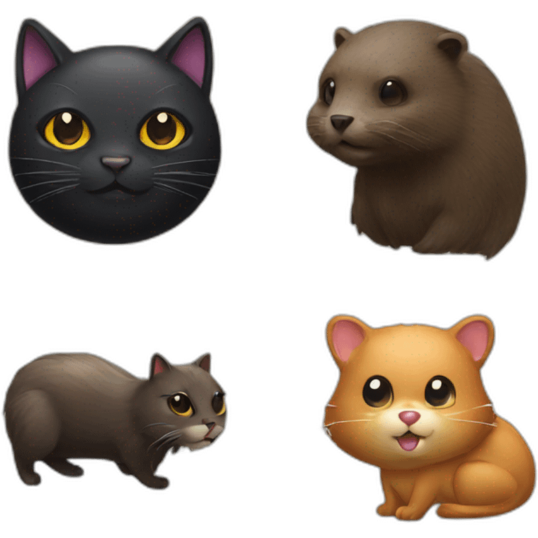 Black cat and a beaver  emoji