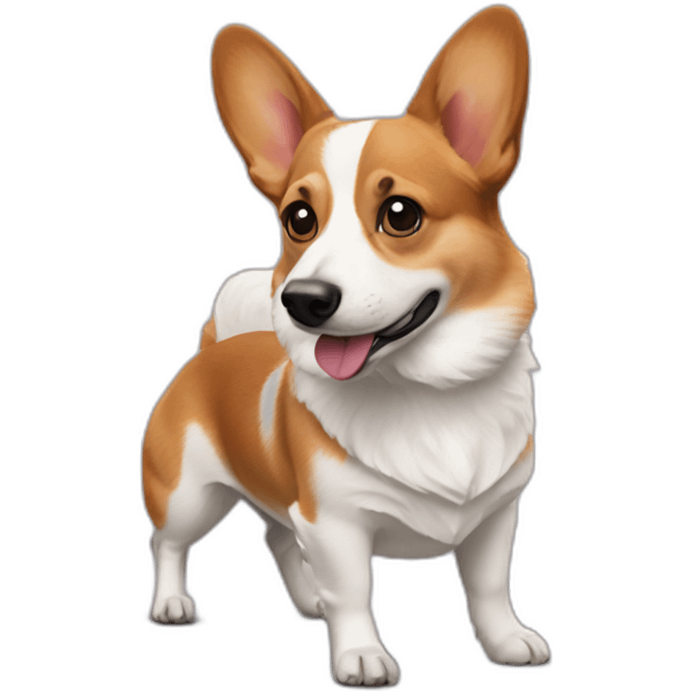 Corgi jack Russel with queen Ann’s legs emoji