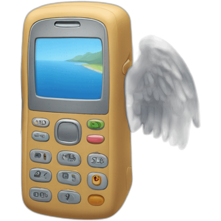 Téléphone avec des ailes emoji