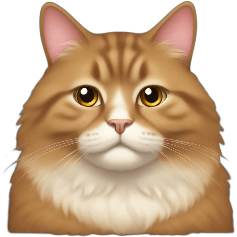 Fat brown fluffy cat in triangle shape emoji