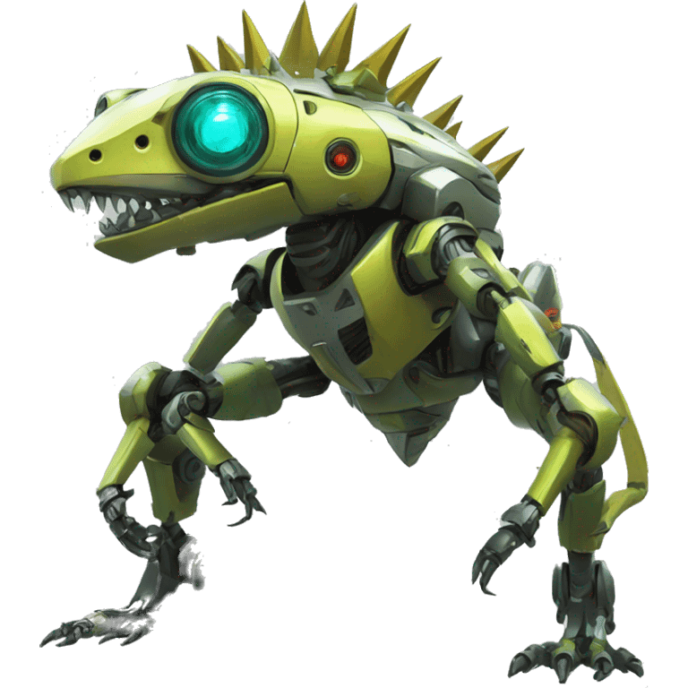 a futuristic mechanical spiky Medabot-lizard full body emoji