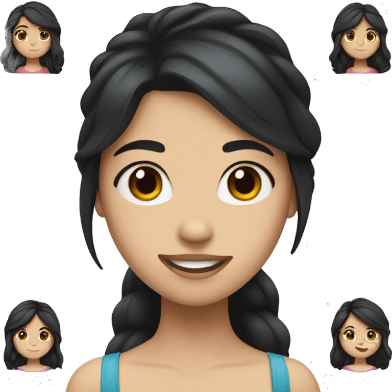 Girl with black hair half brunette and with braces emoji