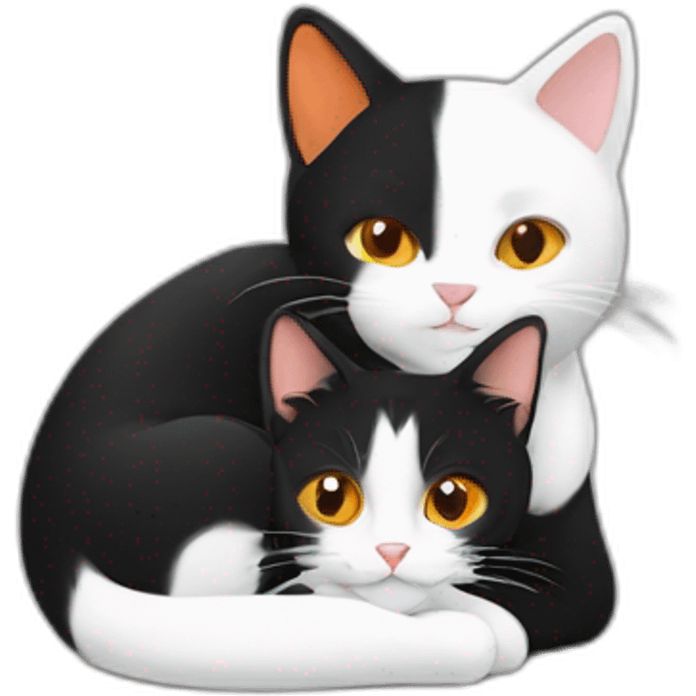 orange and a black and white cat hugging emoji