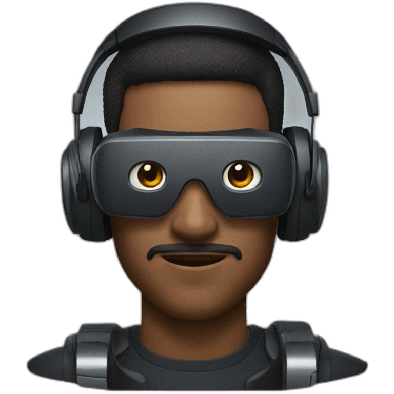 man wearing futuristic headphone and vr box emoji