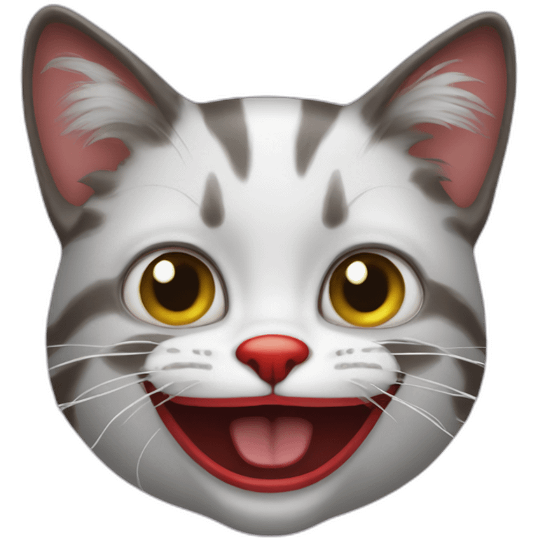 crazy cat with clown nose emoji