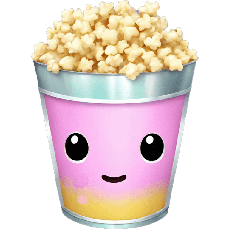 Kawaii chrome pastel glittery popcorn bucket    emoji