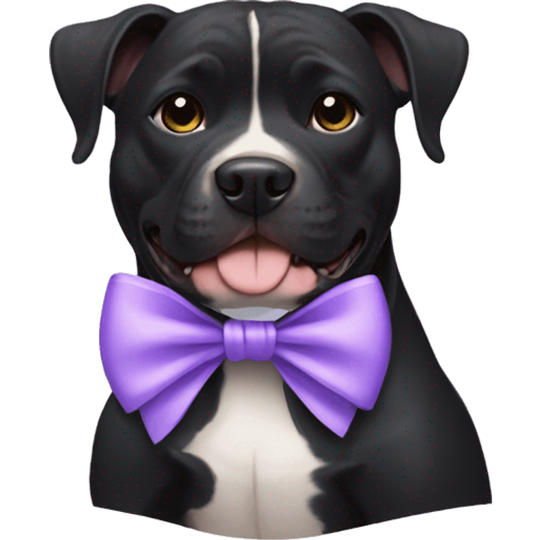 Black Pitbull with lavender bow emoji