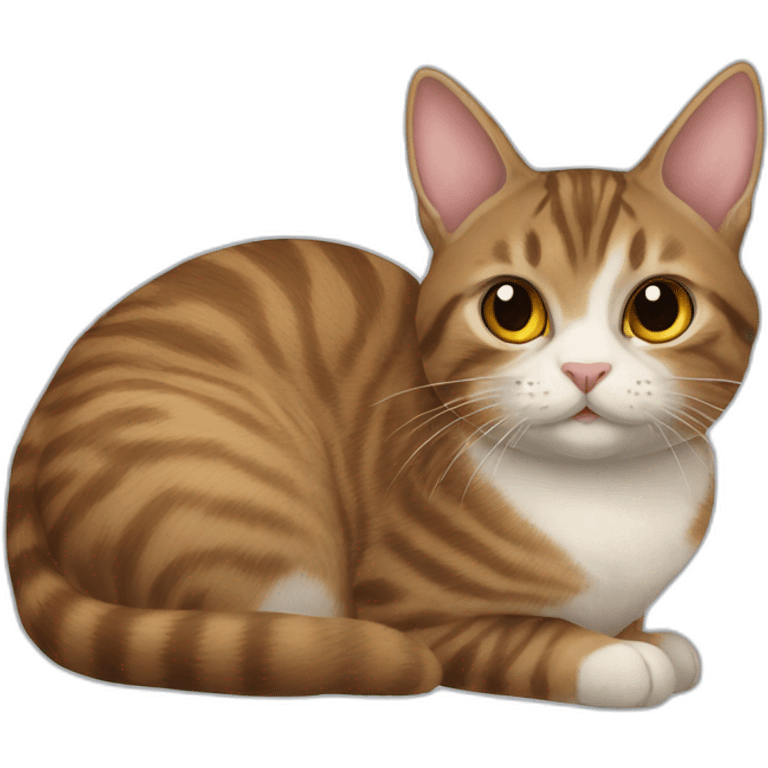 tabby cat with brown netherland dwarf rabbit emoji