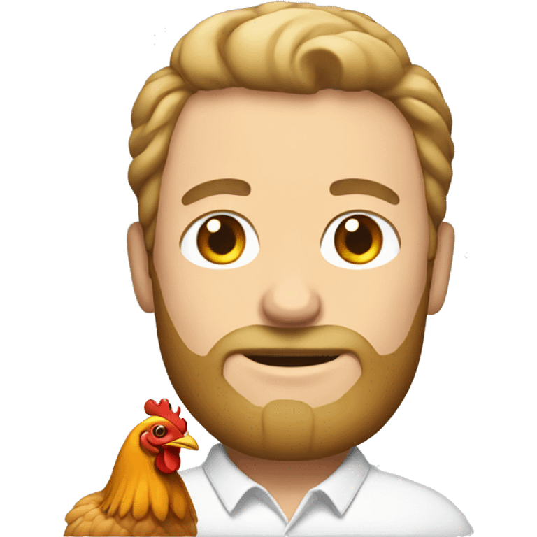 White man with beard and chicken emoji