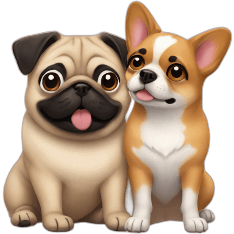 pug and corgi kissing emoji